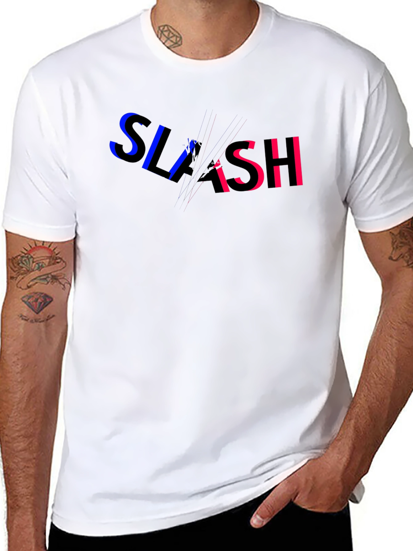 Slash Graphic Print Black T-Shirt
