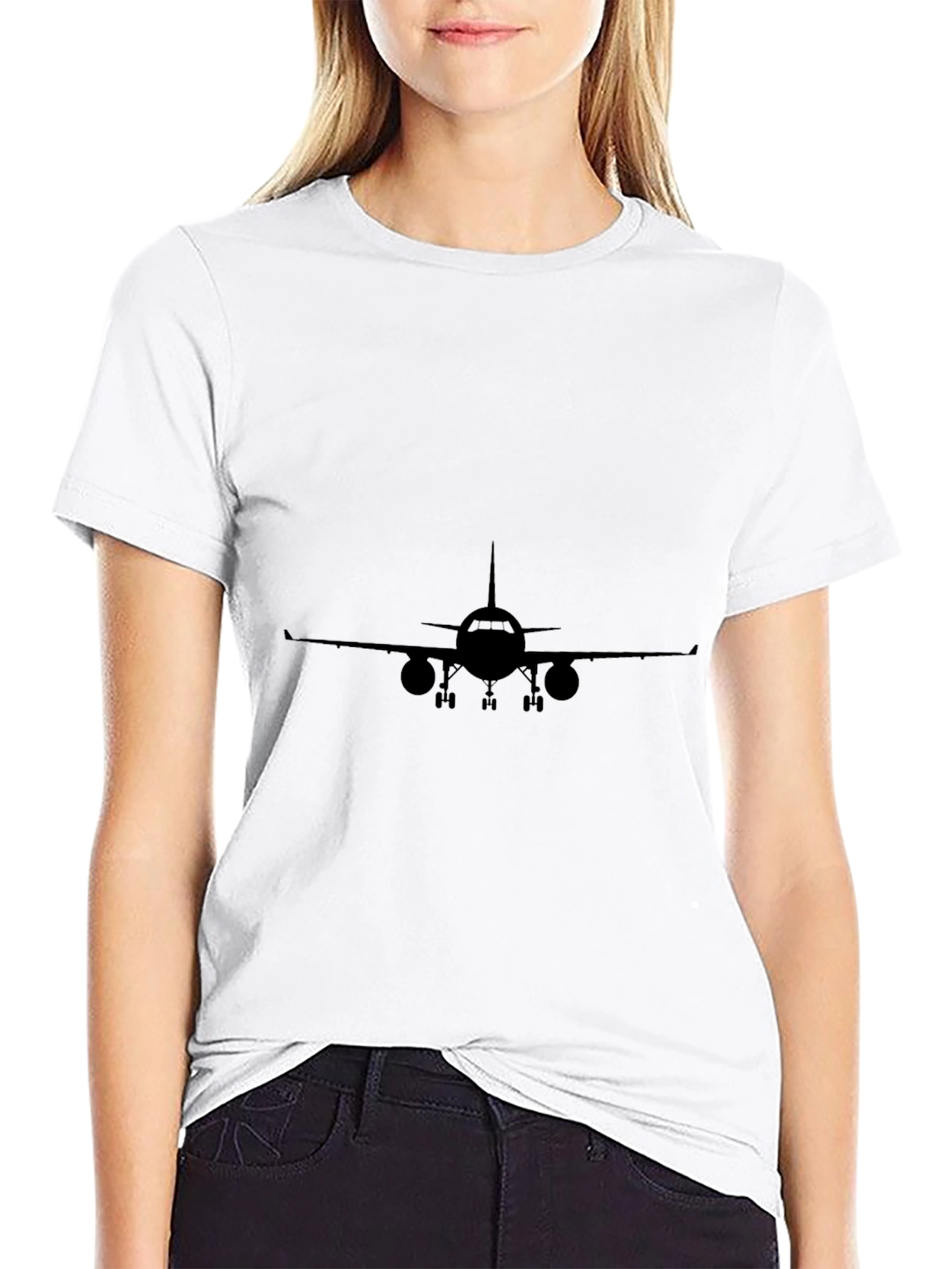 Airplane Silhouette Black T-Shirt