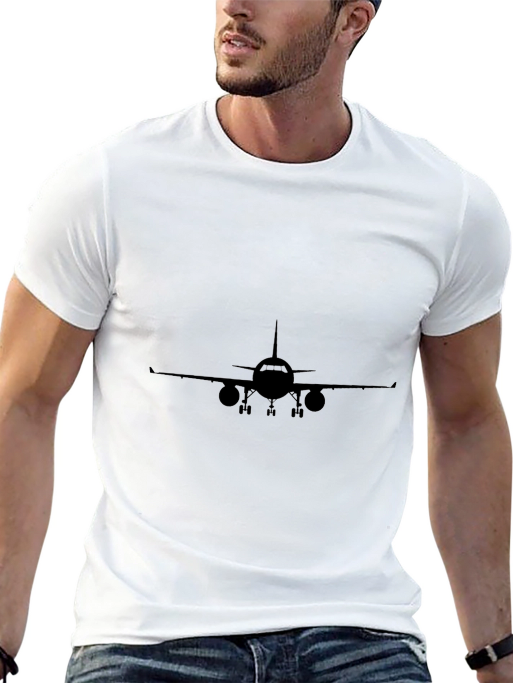 Airplane Silhouette Black T-Shirt