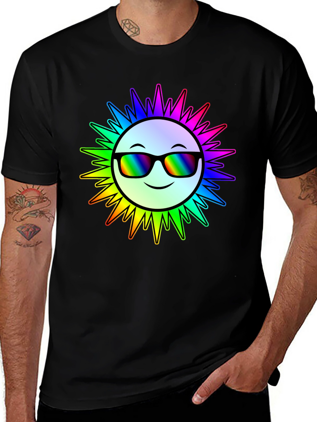 Rainbow Sun Graphic T-Shirt - Stylish & Unique