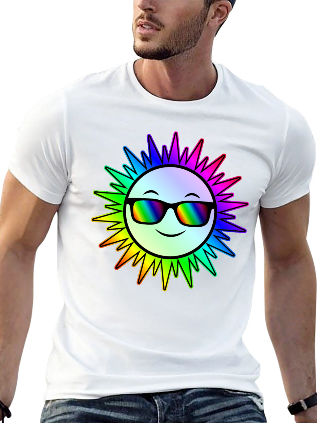 Rainbow Sun Graphic T-Shirt - Stylish & Unique