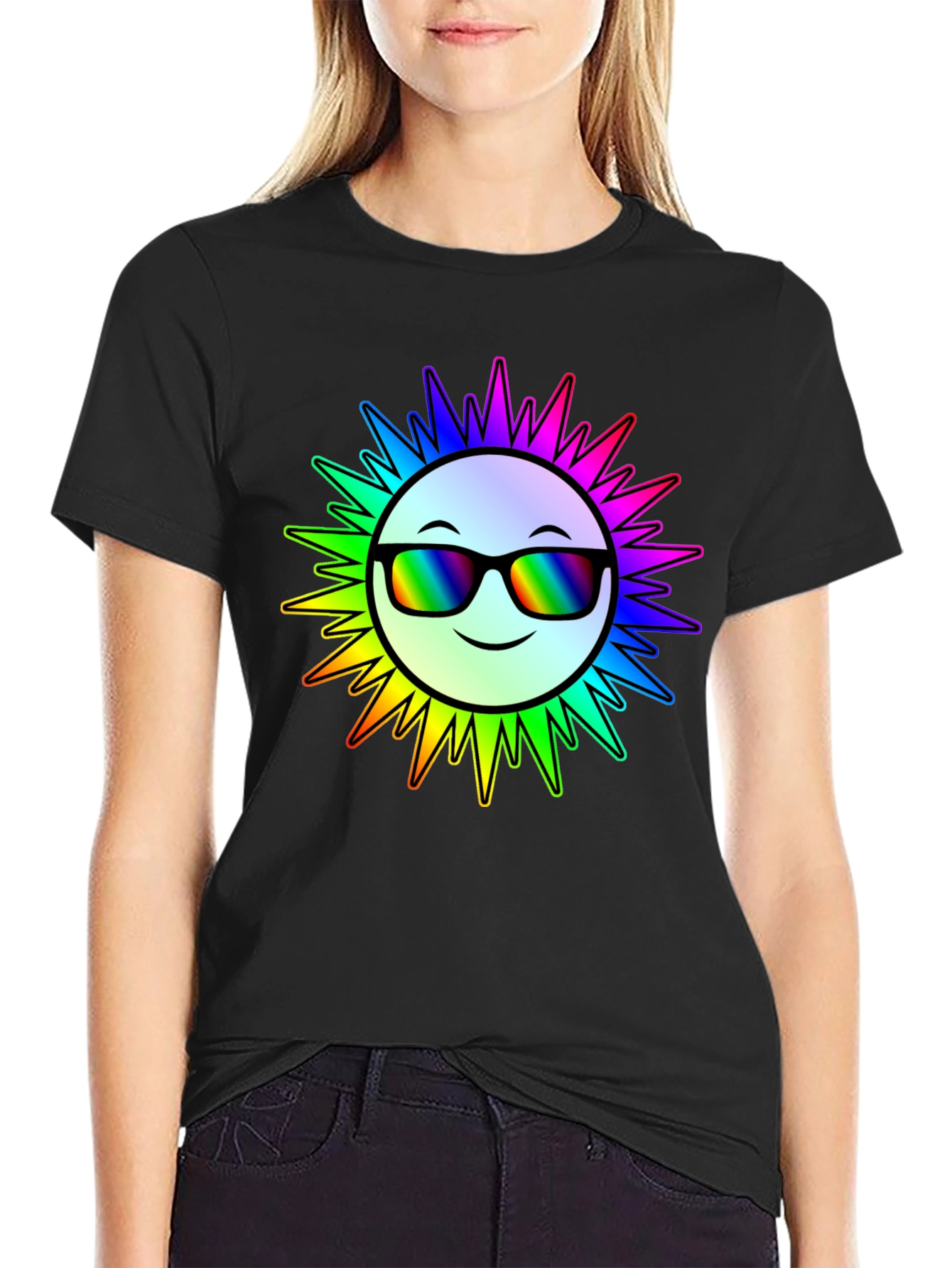 Rainbow Sun Graphic T-Shirt - Stylish & Unique