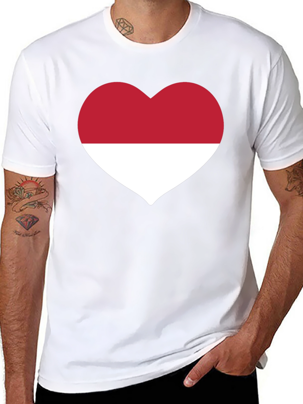 Indonesia Heart Flag Black T-Shirt