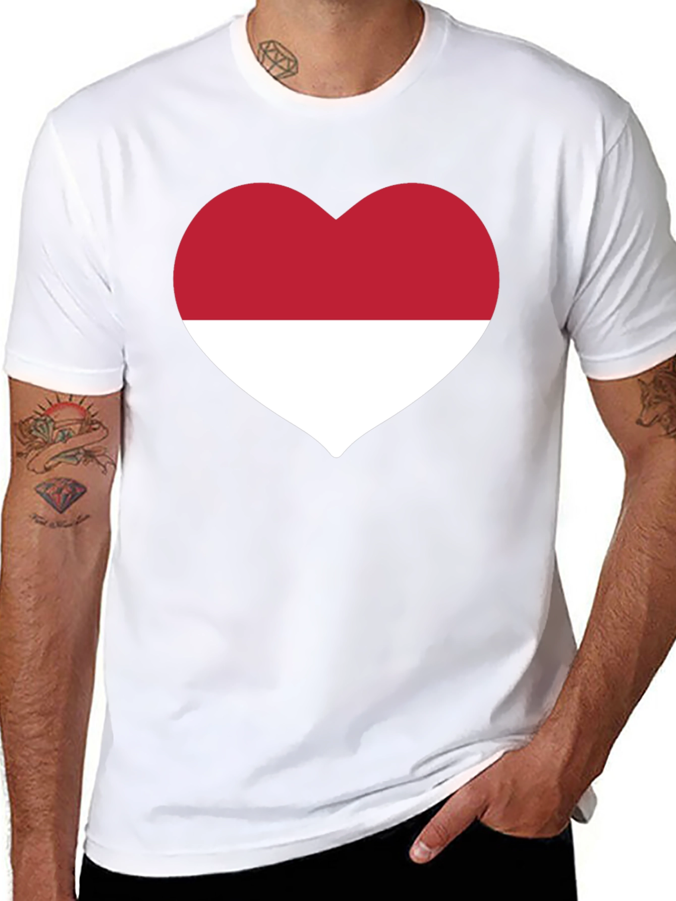 Indonesia Heart Flag Black T-Shirt