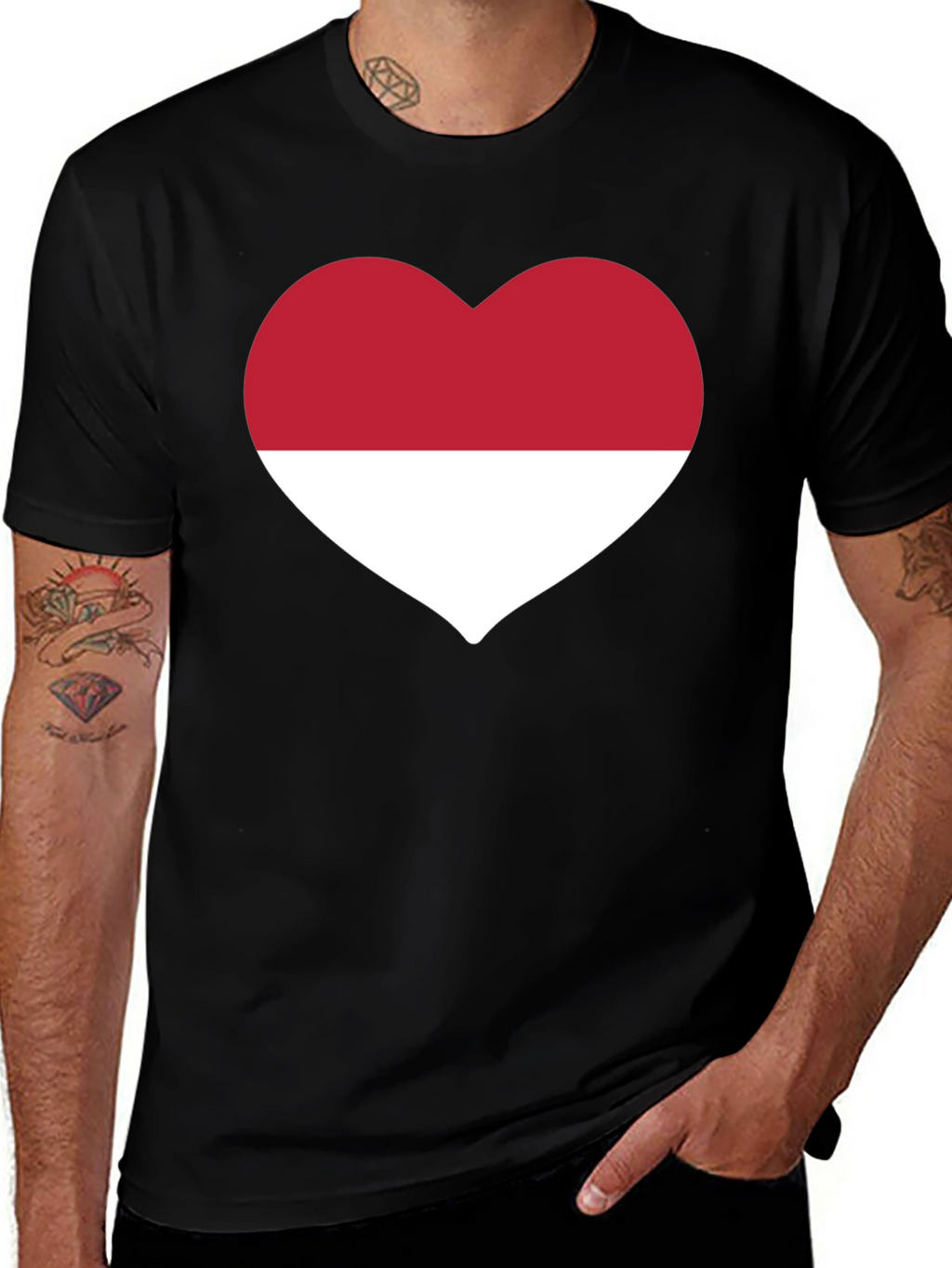 Indonesia Heart Flag Black T-Shirt