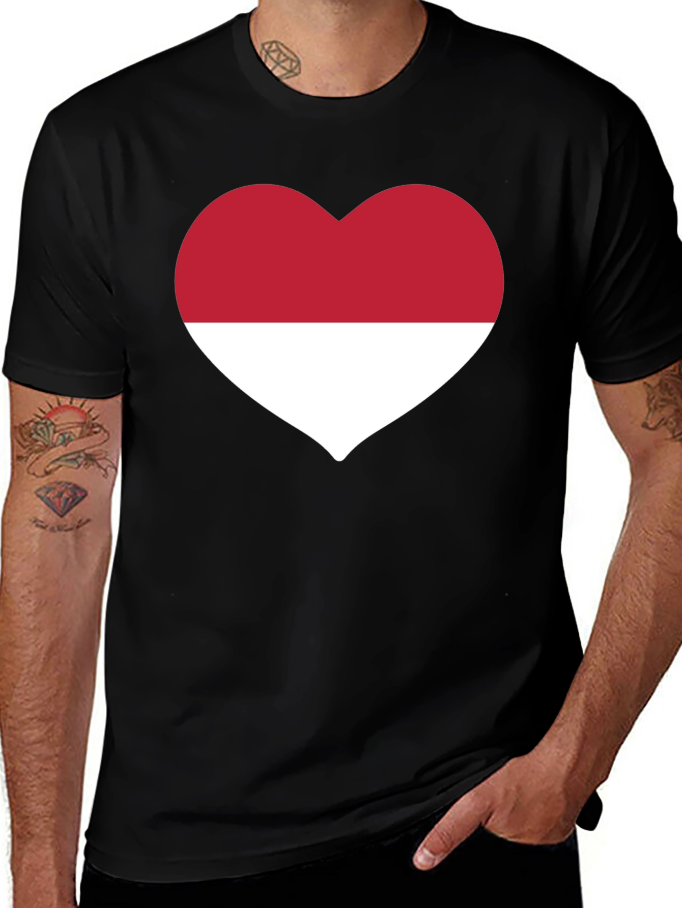 Indonesia Heart Flag Black T-Shirt