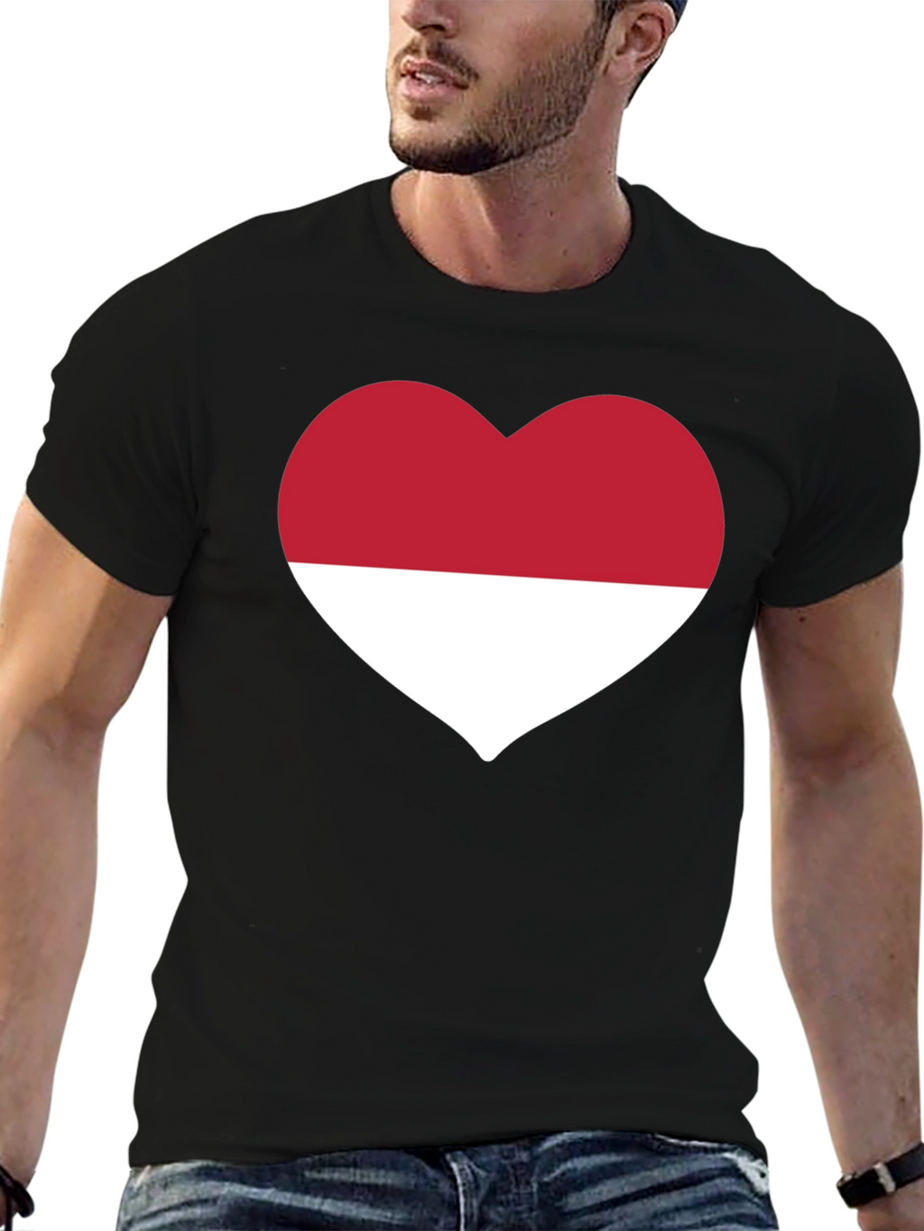 Indonesia Heart Flag Black T-Shirt