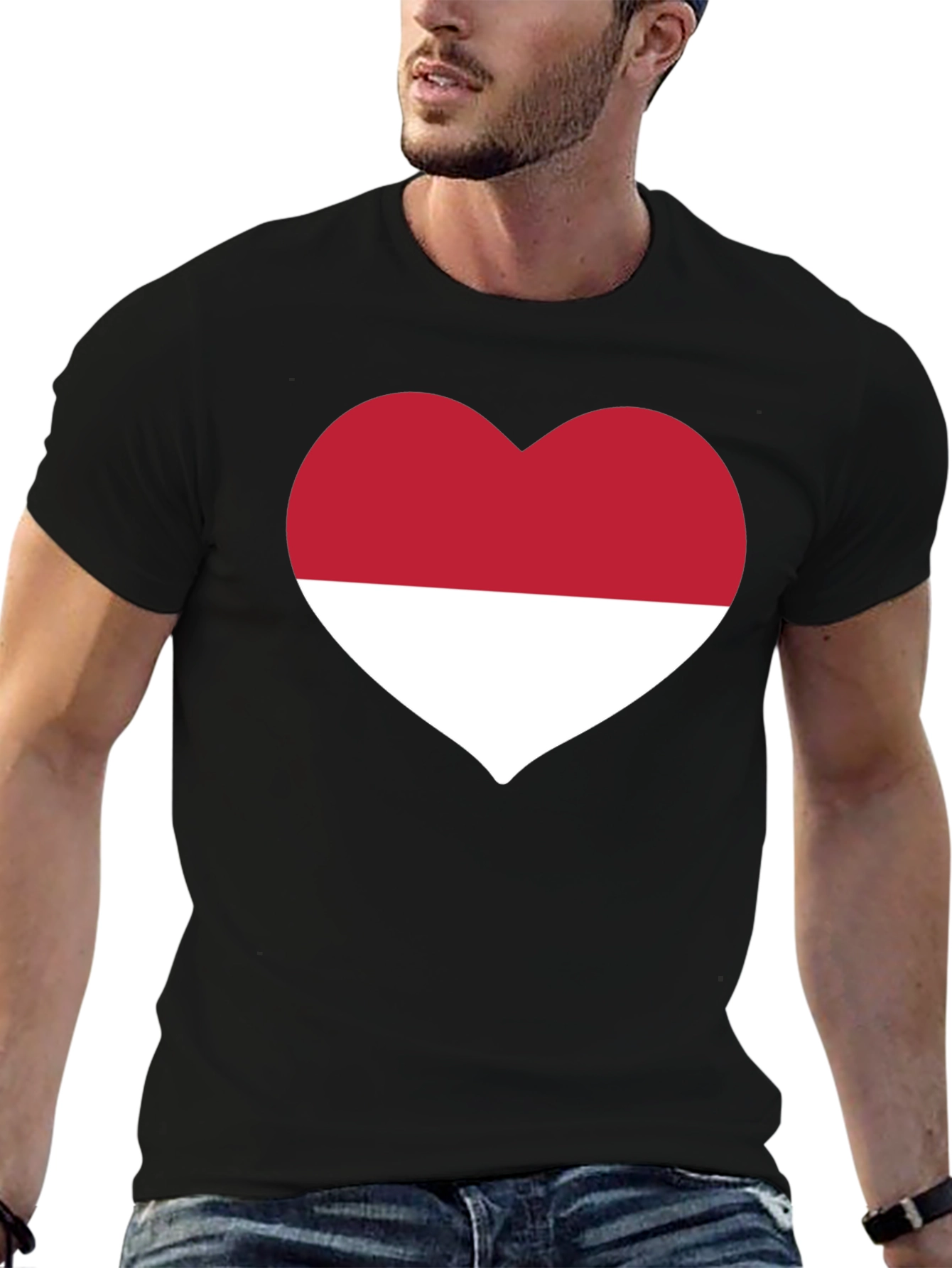 Indonesia Heart Flag Black T-Shirt