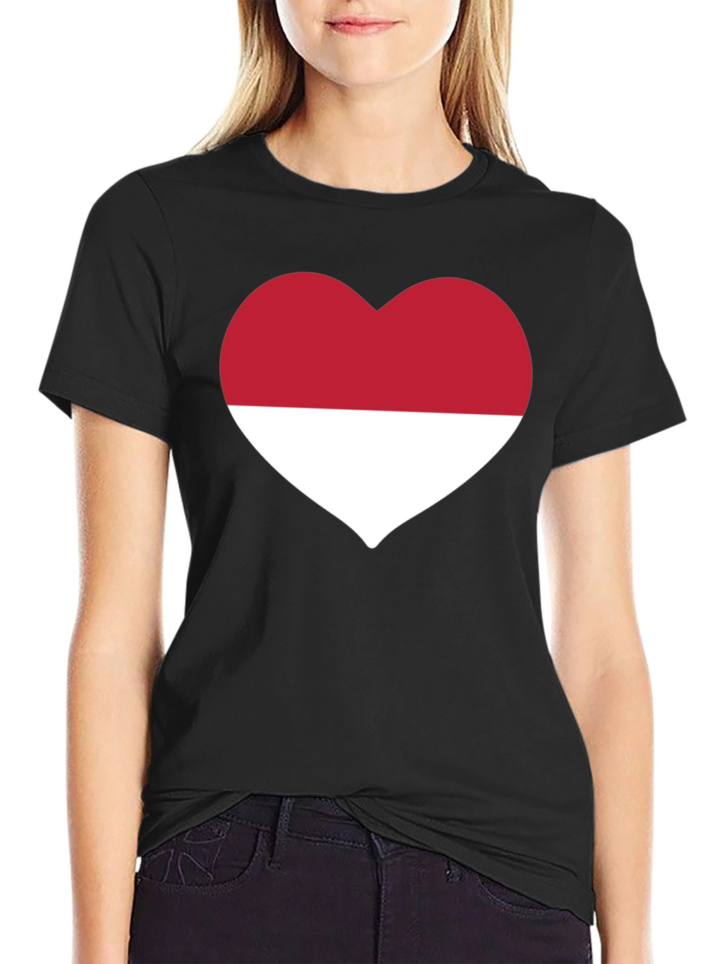 Indonesia Heart Flag Black T-Shirt