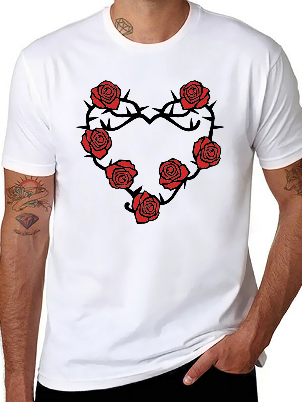 Rose Heart T-Shirt - Black