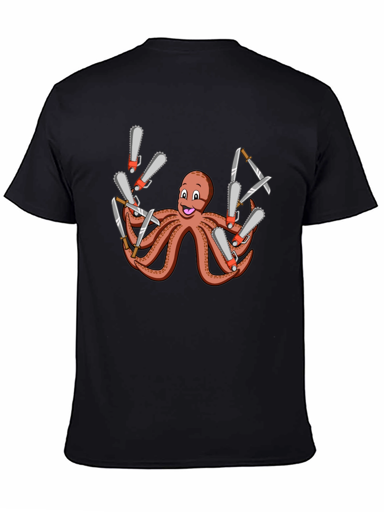 Octopus Chainsaw & Knife T-Shirt - Mens Black Tee
