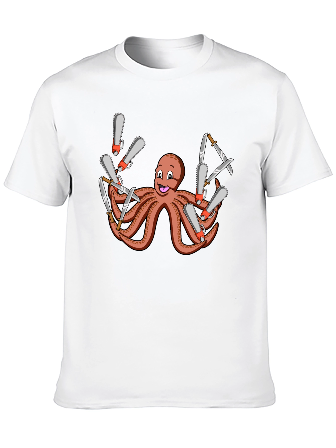Octopus Chainsaw & Knife T-Shirt - Mens Black Tee