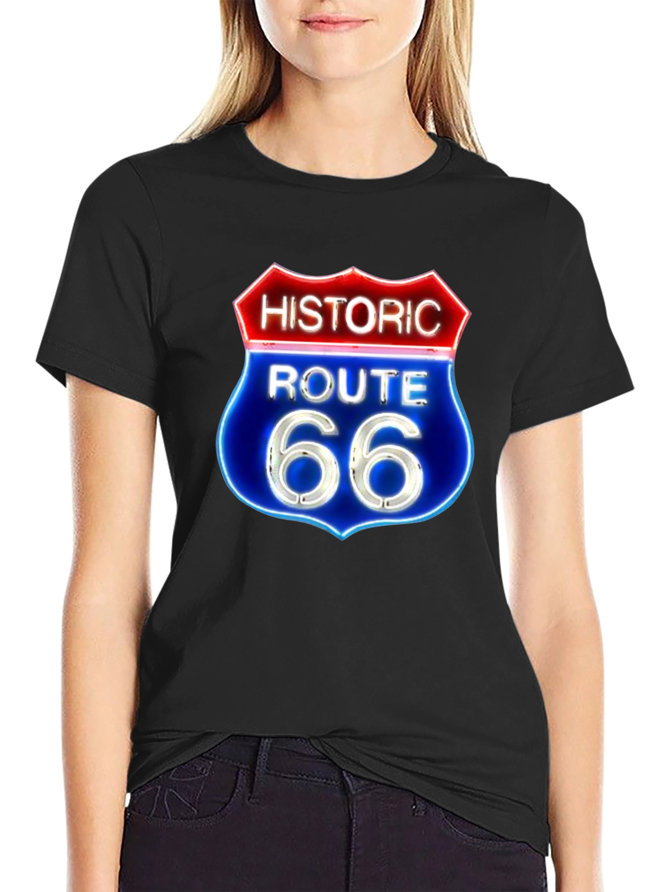Historic Route 66 Graphic Tee - Black