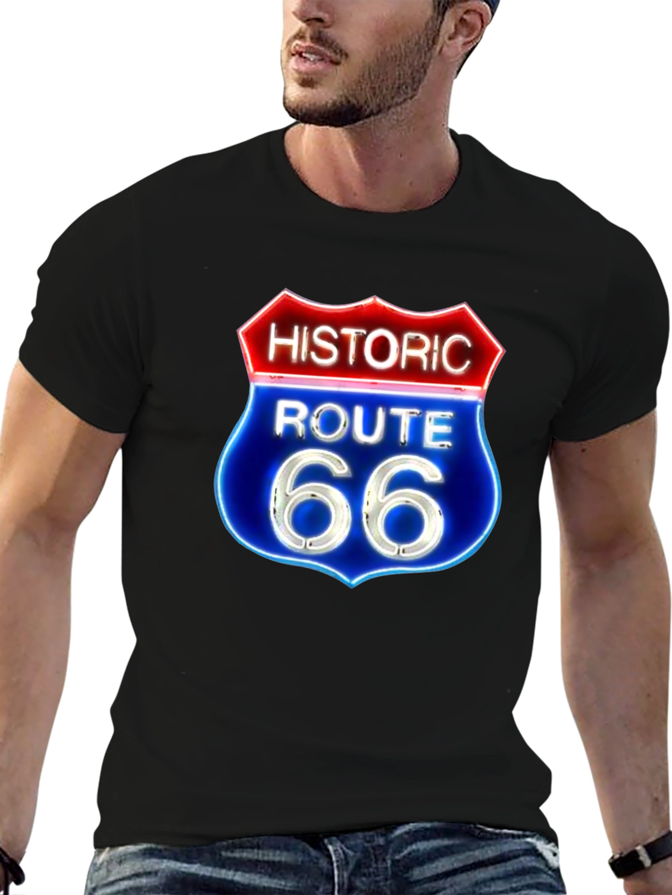 Historic Route 66 Graphic Tee - Black