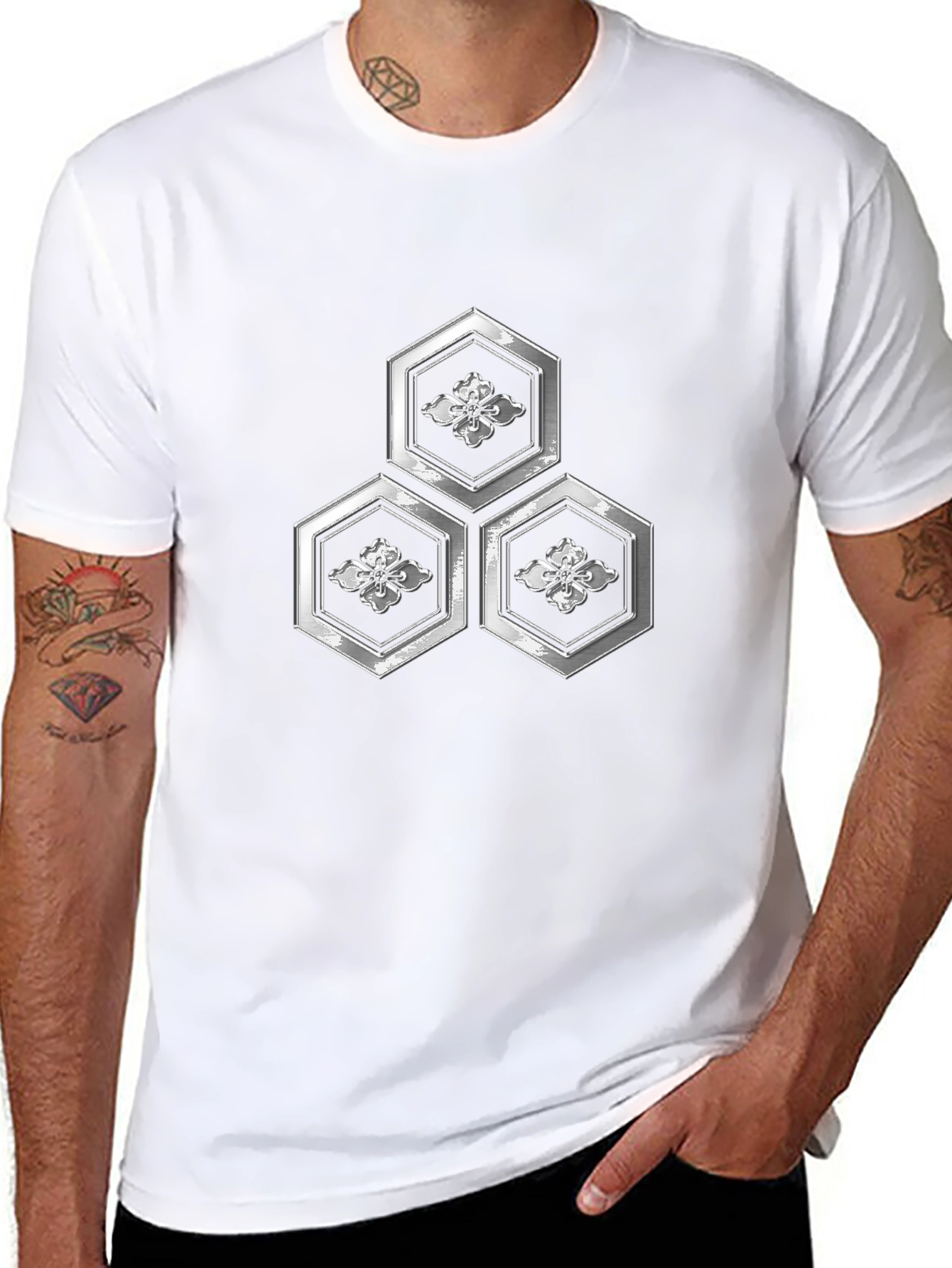 Geometric Floral Hexagon Graphic T-Shirt