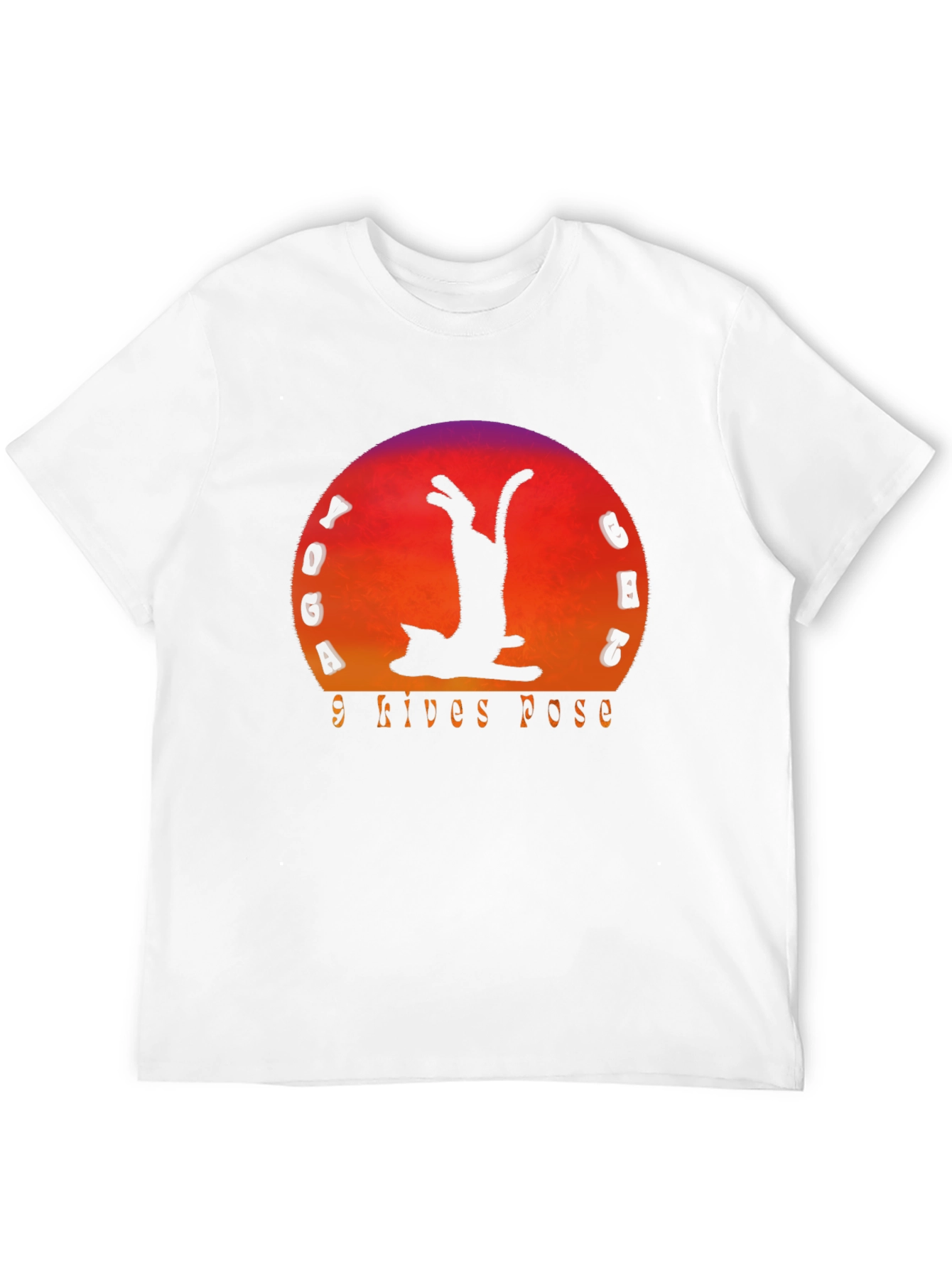 Yoga Cat 9 Lives Pose Black T-Shirt