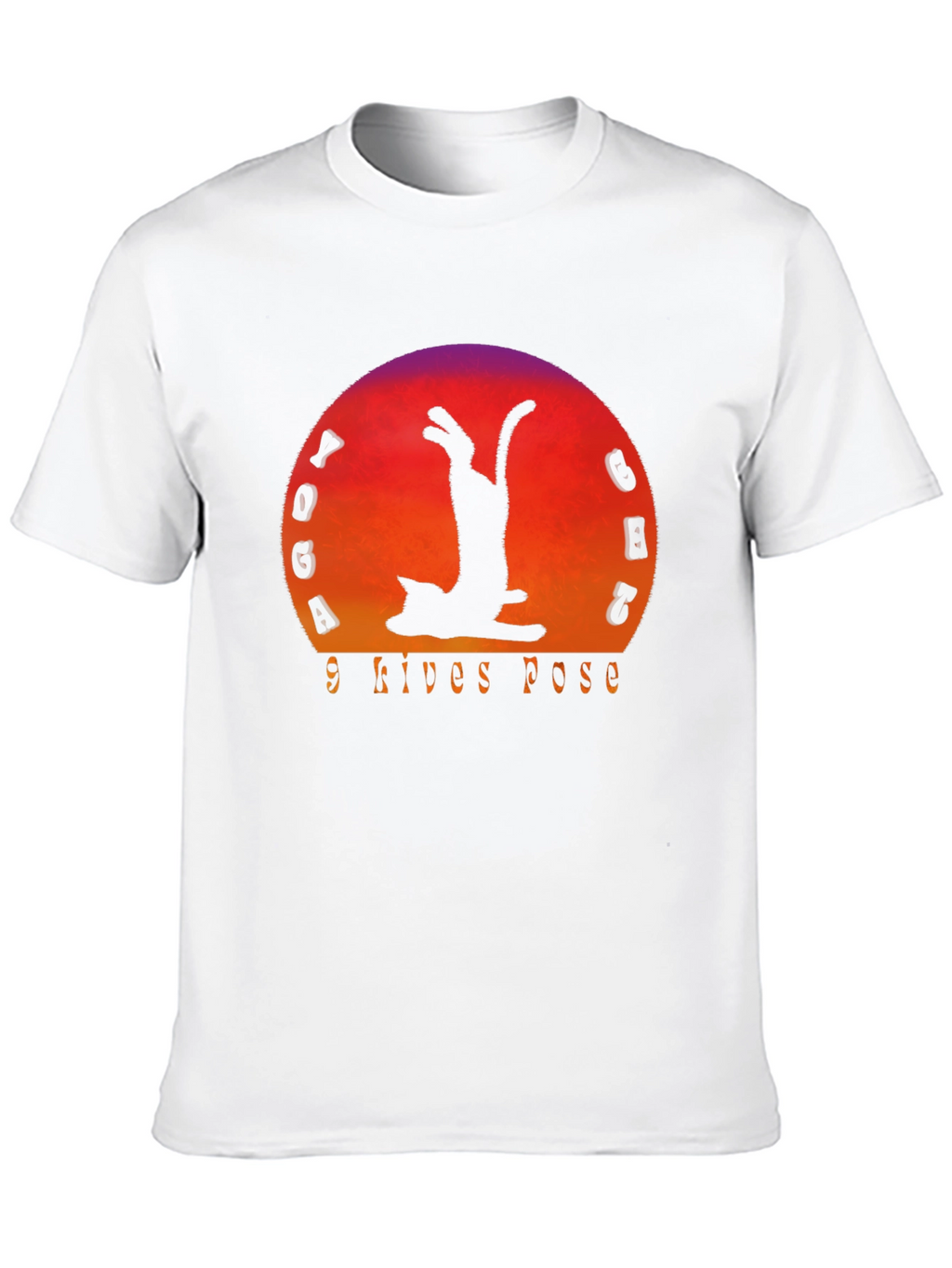 Yoga Cat 9 Lives Pose Black T-Shirt