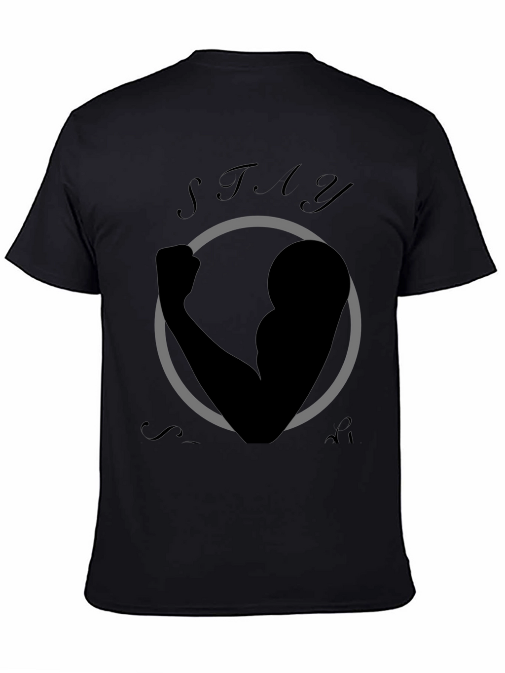Stay Strong Graphic Print Black T-Shirt