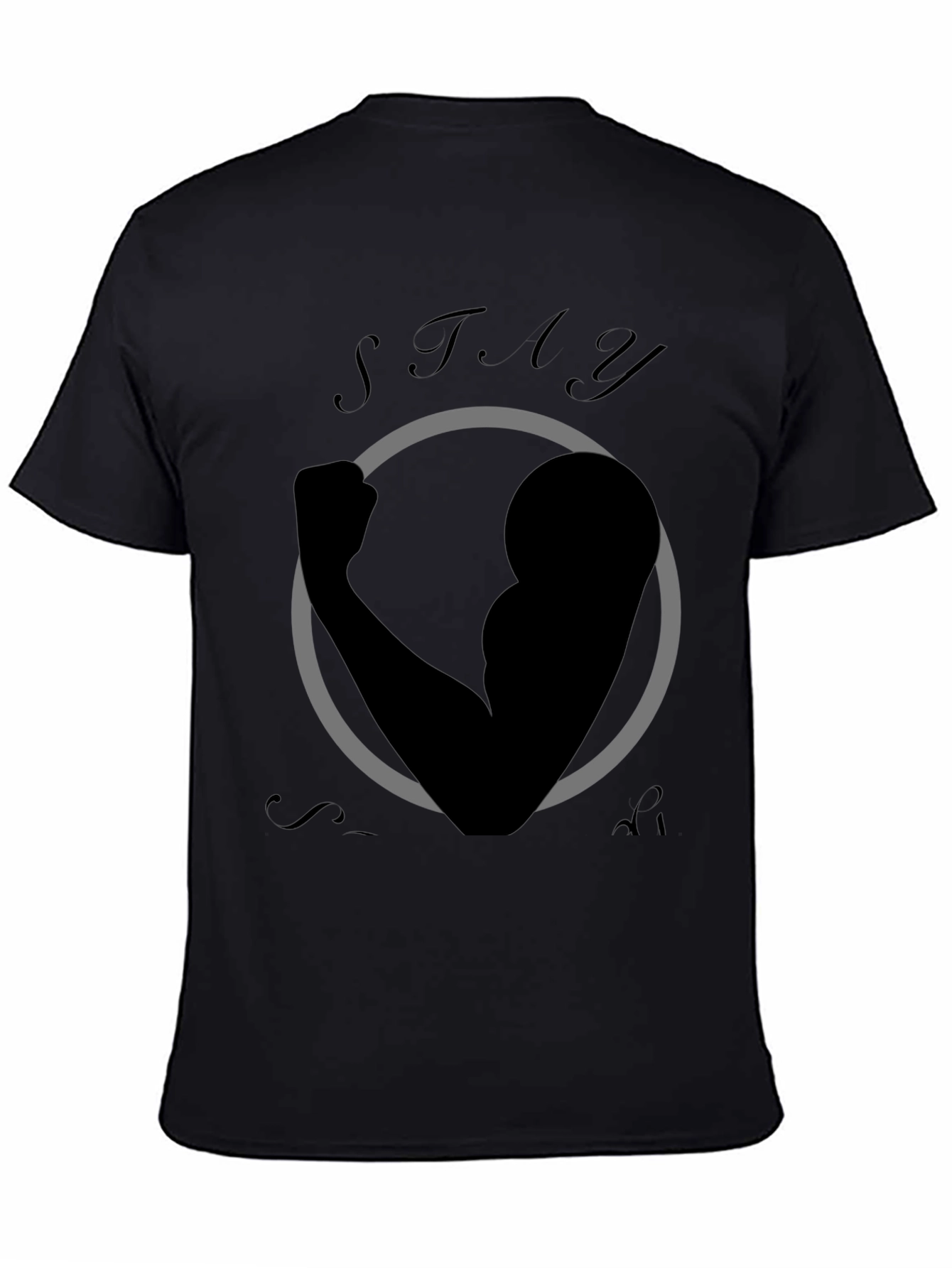 Stay Strong Graphic Print Black T-Shirt