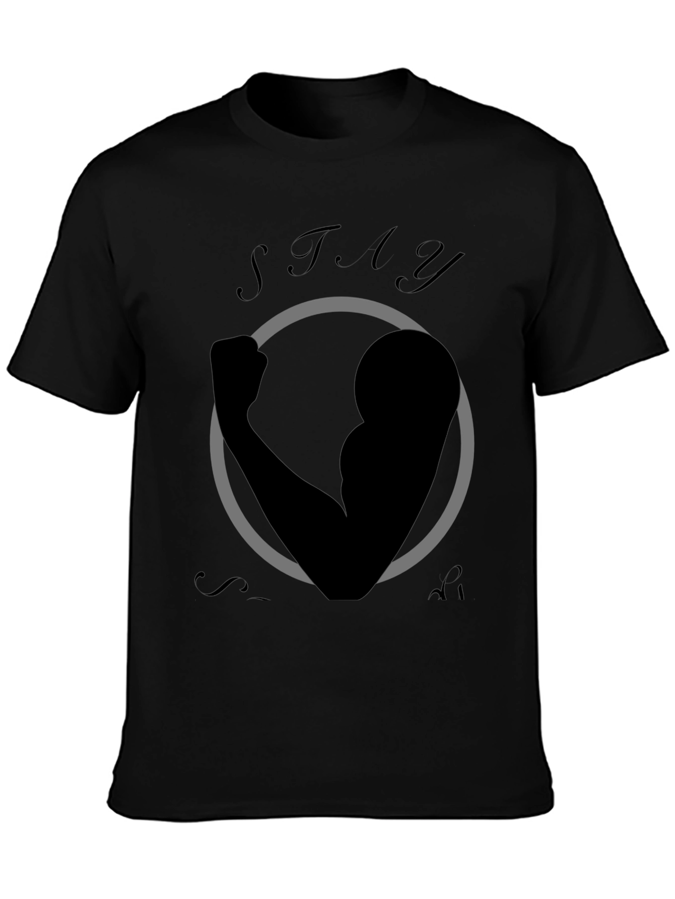 Stay Strong Graphic Print Black T-Shirt