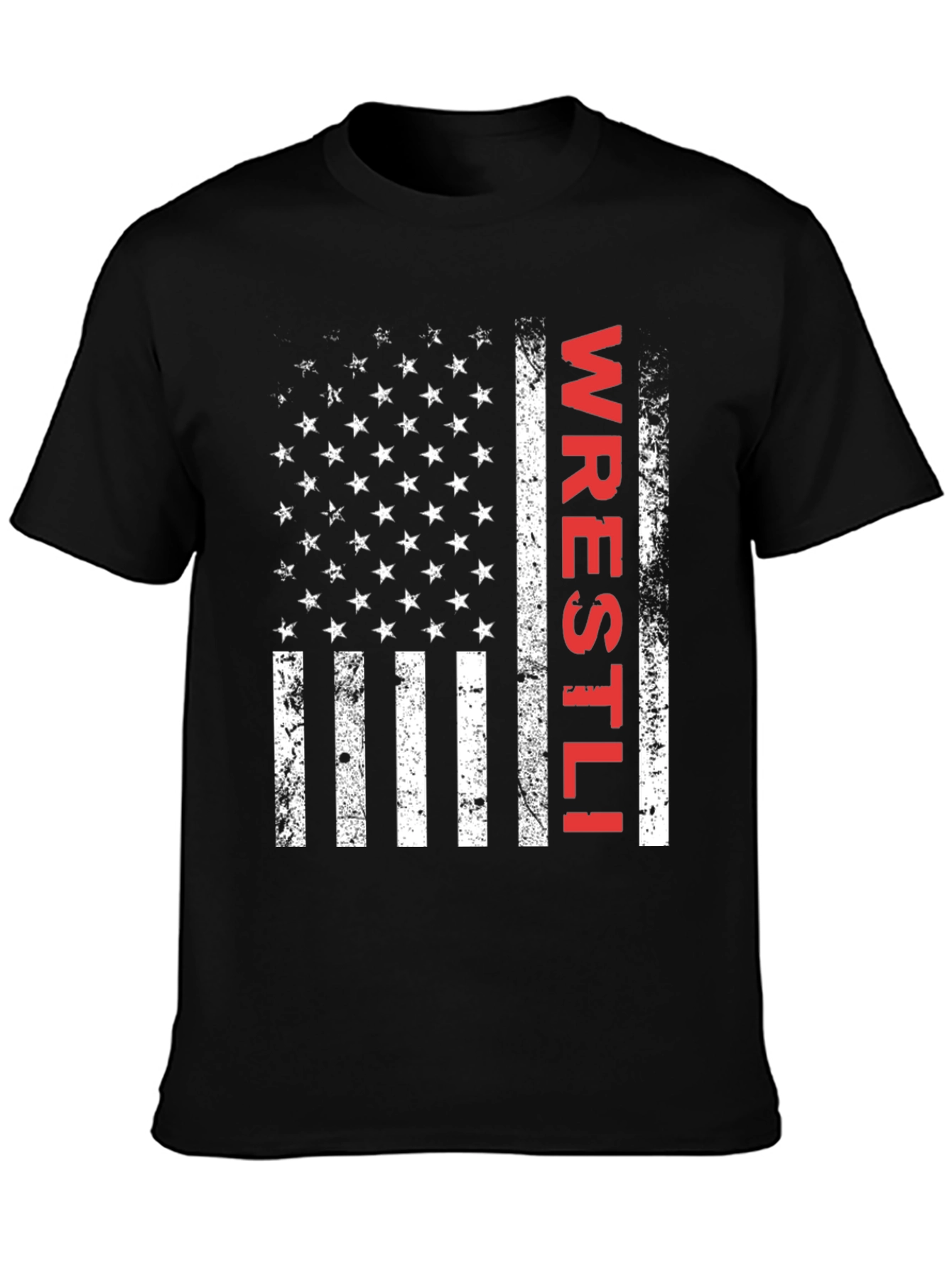 Wrestling Flag T-Shirt - Distressed USA Design
