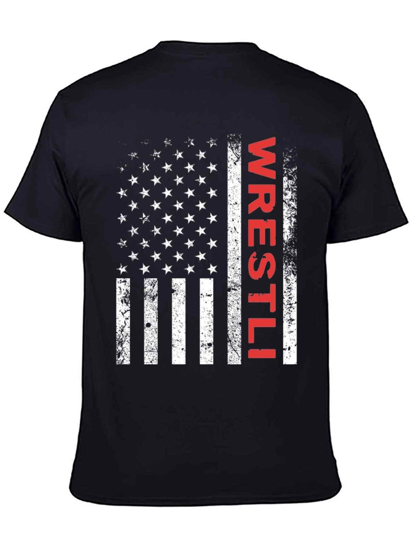 Wrestling Flag T-Shirt - Distressed USA Design