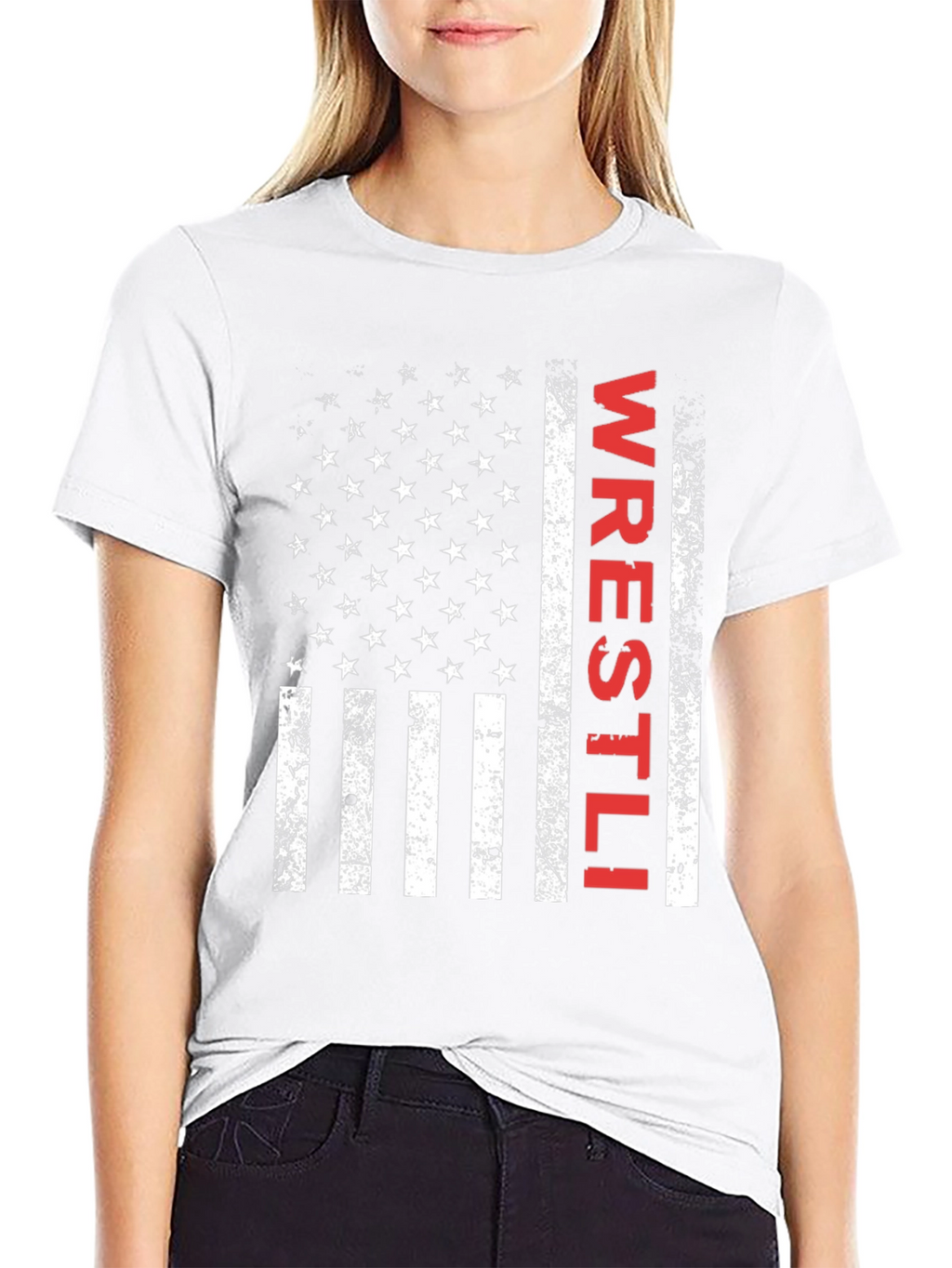 Wrestling Flag T-Shirt - Distressed USA Design