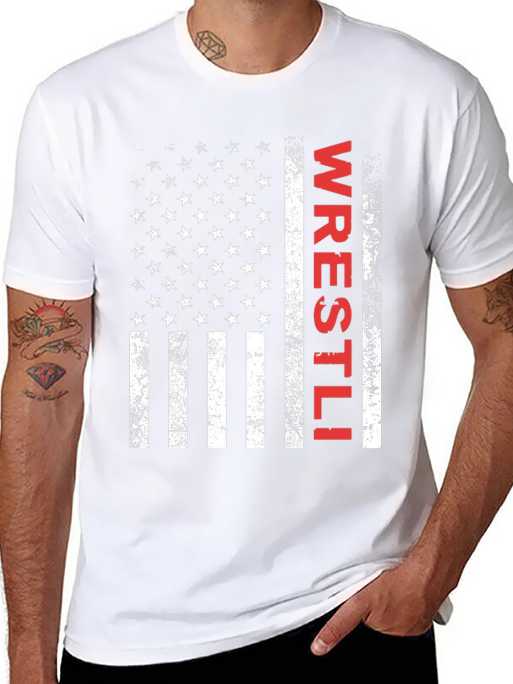 Wrestling Flag T-Shirt - Distressed USA Design