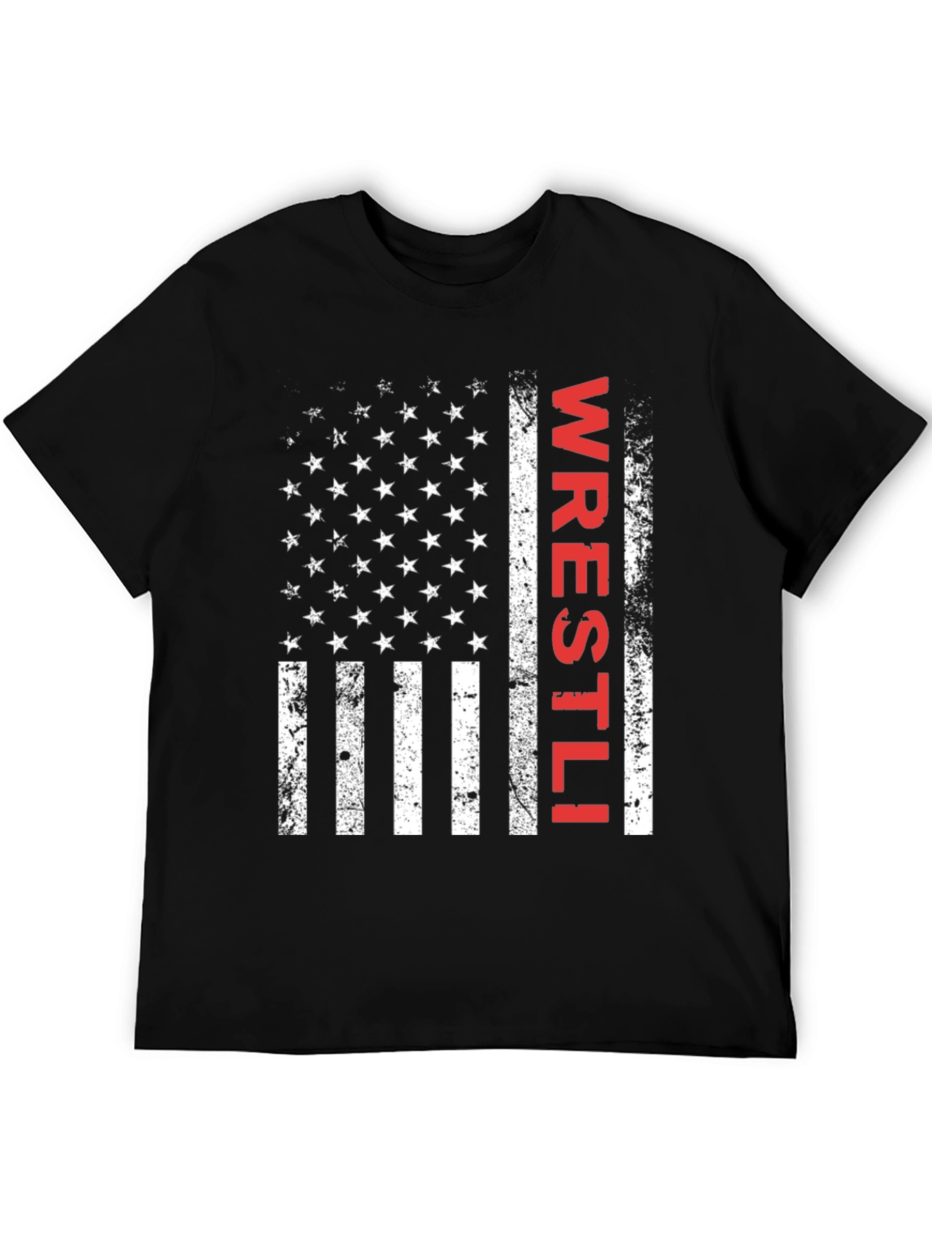 Wrestling Flag T-Shirt - Distressed USA Design