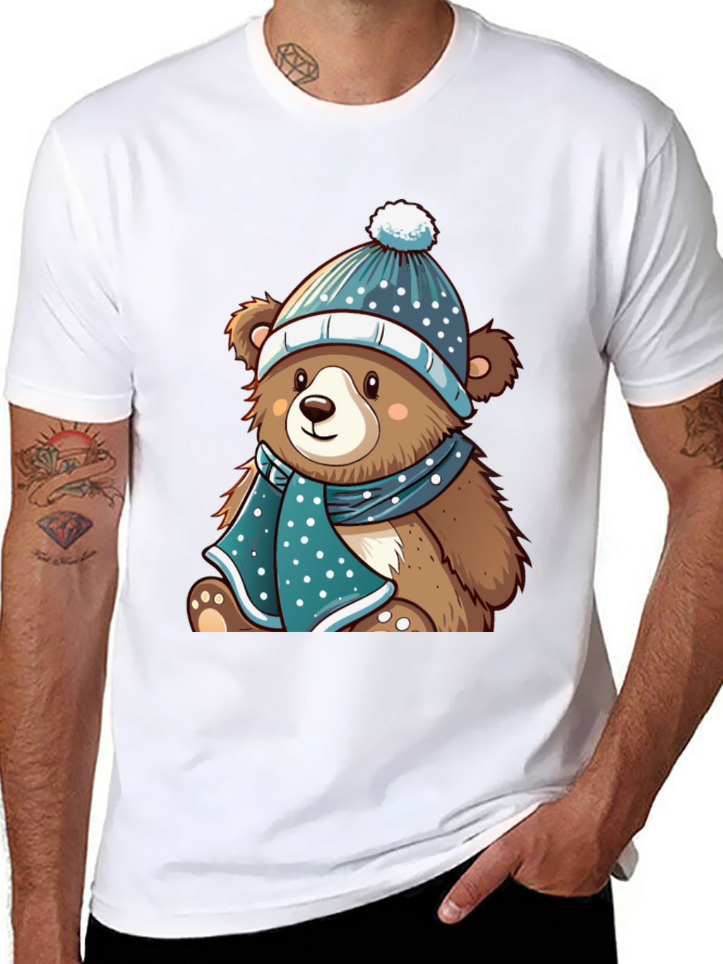 Cute Bear with Winter Hat T-Shirt