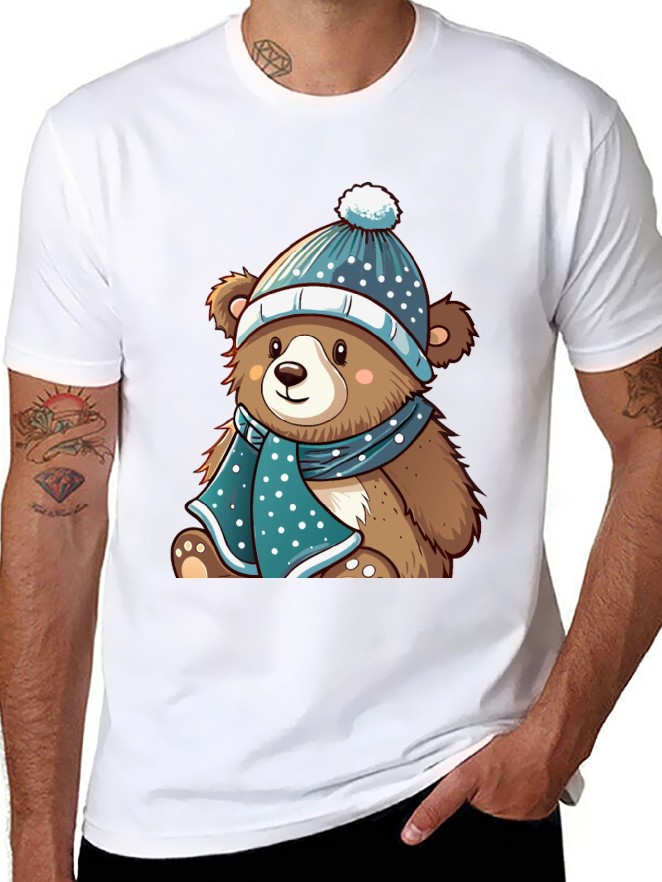 Cute Bear with Winter Hat T-Shirt