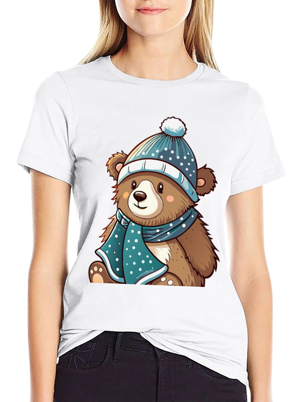 Cute Bear with Winter Hat T-Shirt