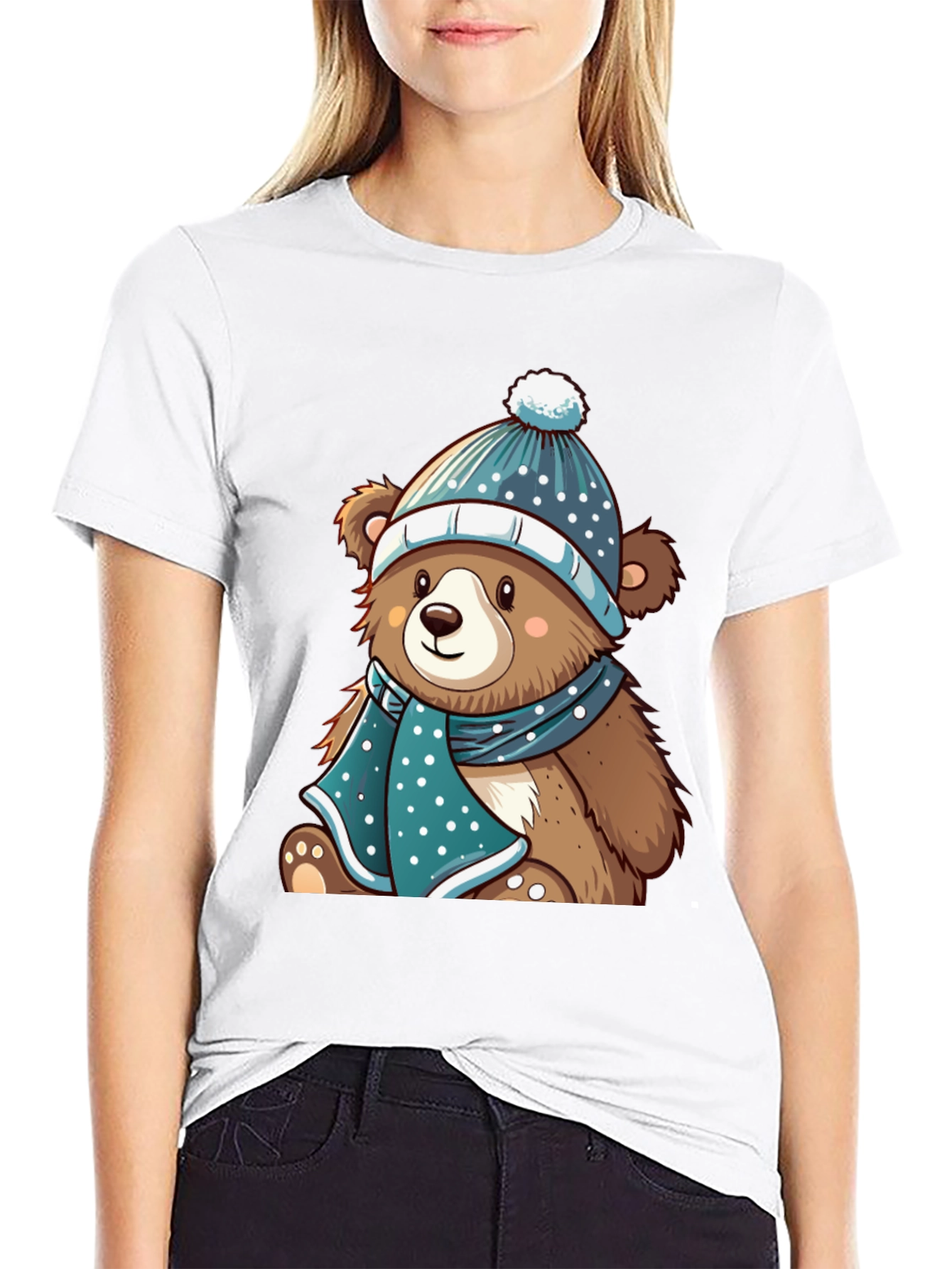 Cute Bear with Winter Hat T-Shirt