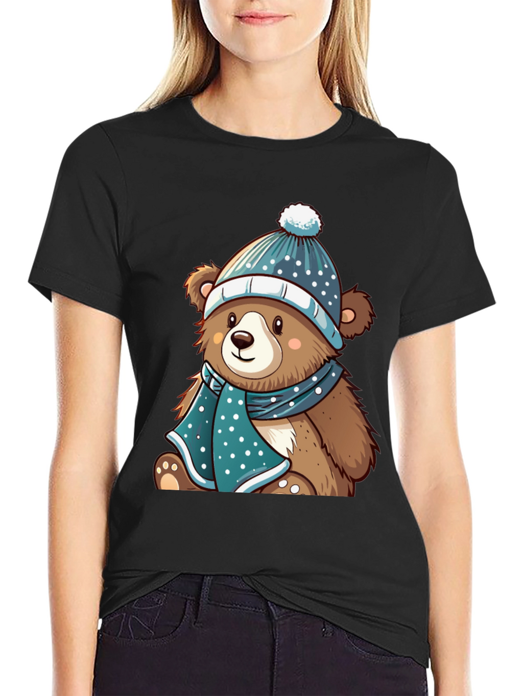 Cute Bear with Winter Hat T-Shirt