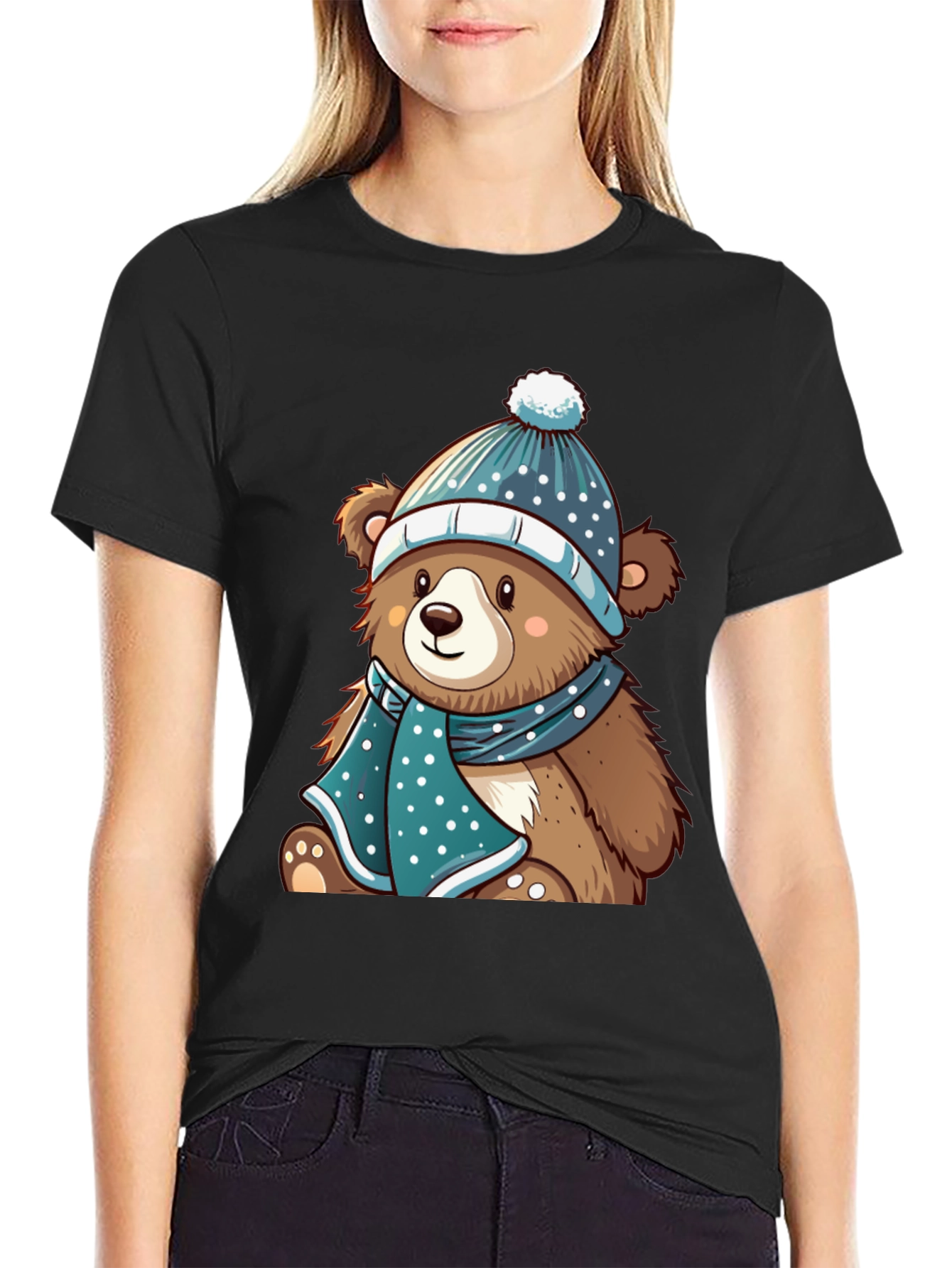 Cute Bear with Winter Hat T-Shirt
