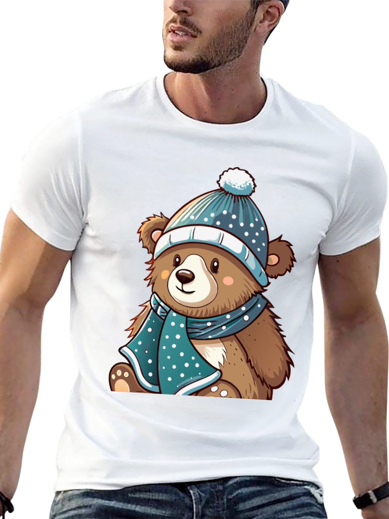 Cute Bear with Winter Hat T-Shirt