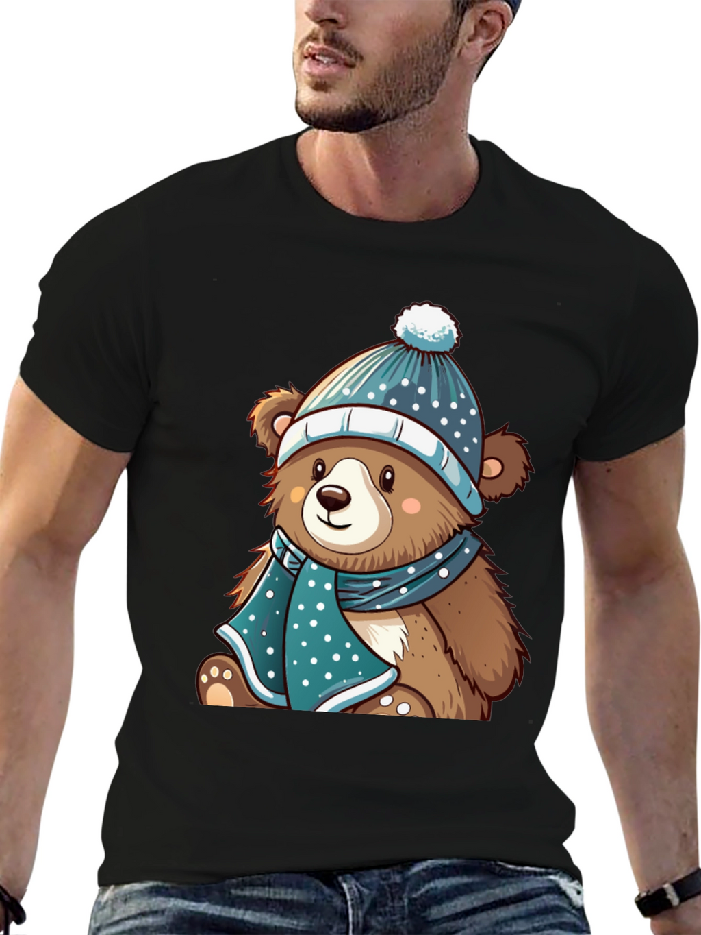 Cute Bear with Winter Hat T-Shirt