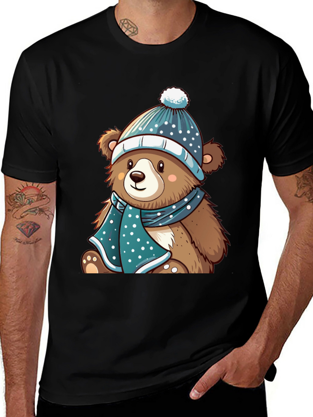 Cute Bear with Winter Hat T-Shirt