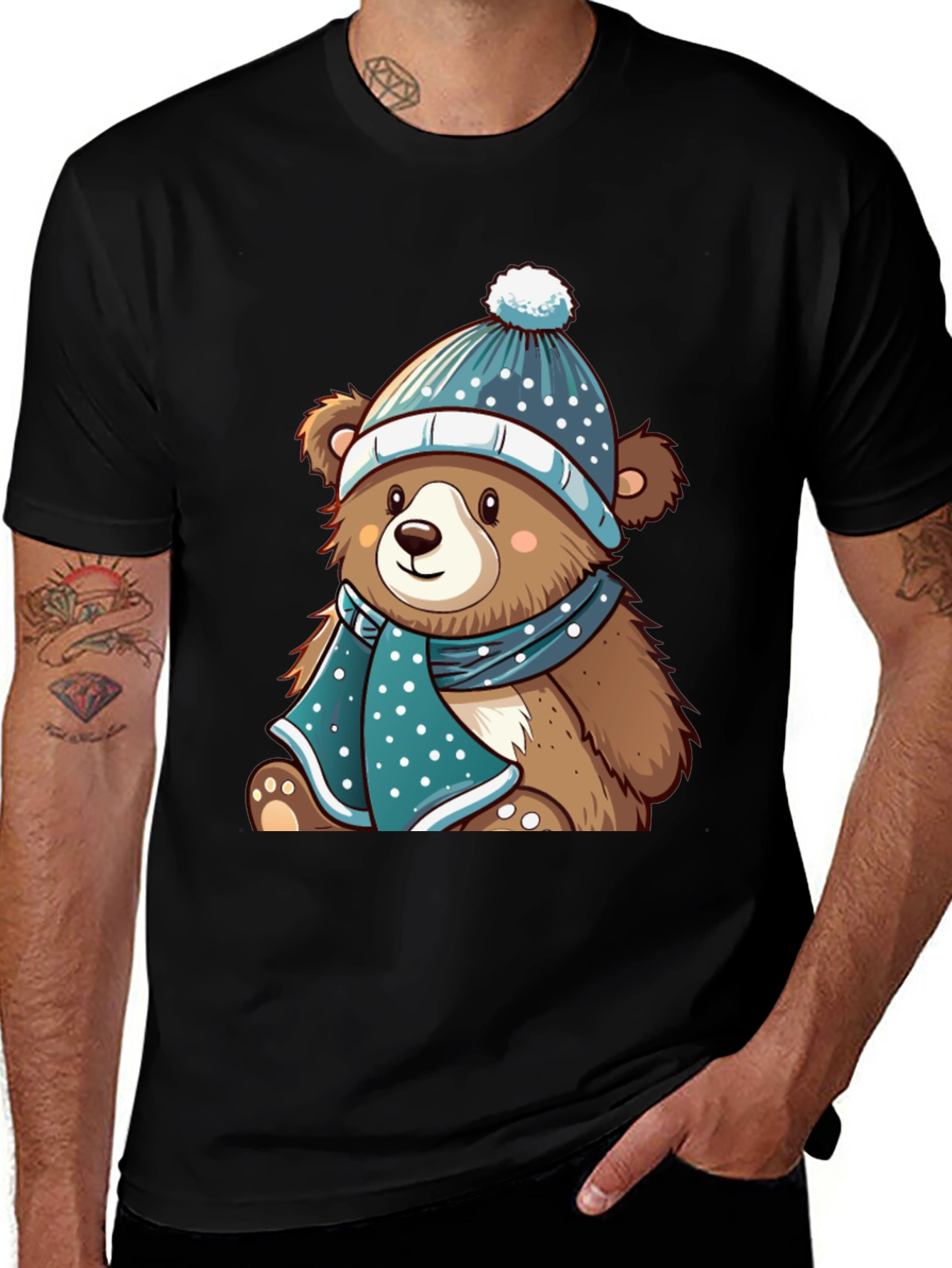Cute Bear with Winter Hat T-Shirt