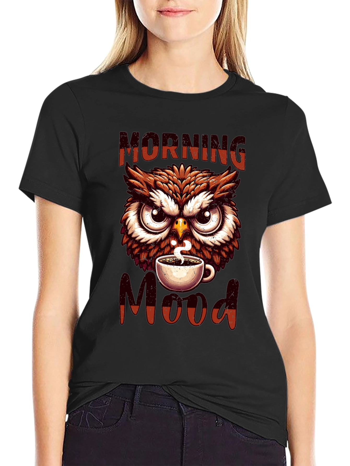 Morning Mood Owl T-Shirt - Coffee Lover Apparel