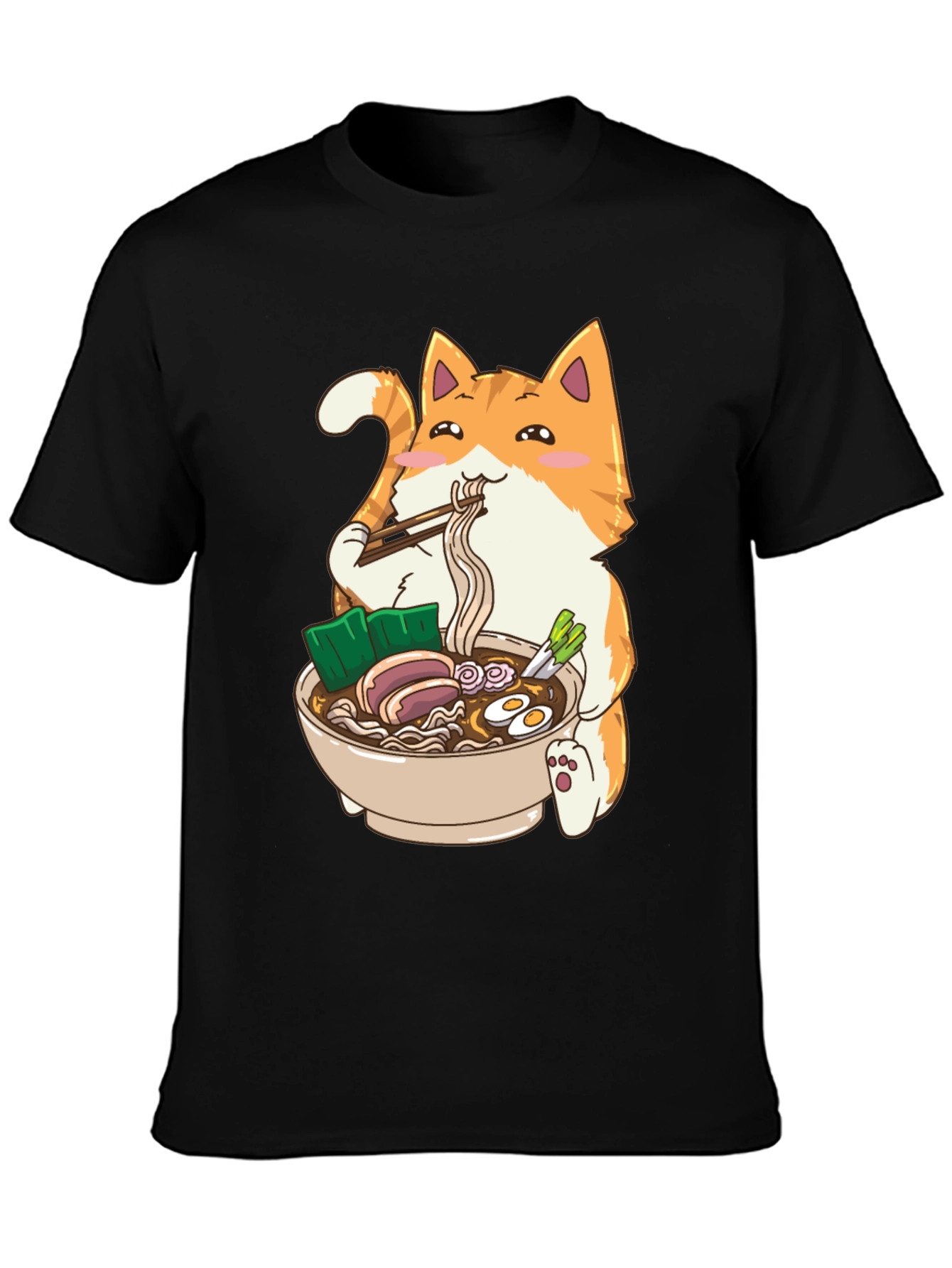 Ramen Cat Graphic Tee - Cute Anime Shirt