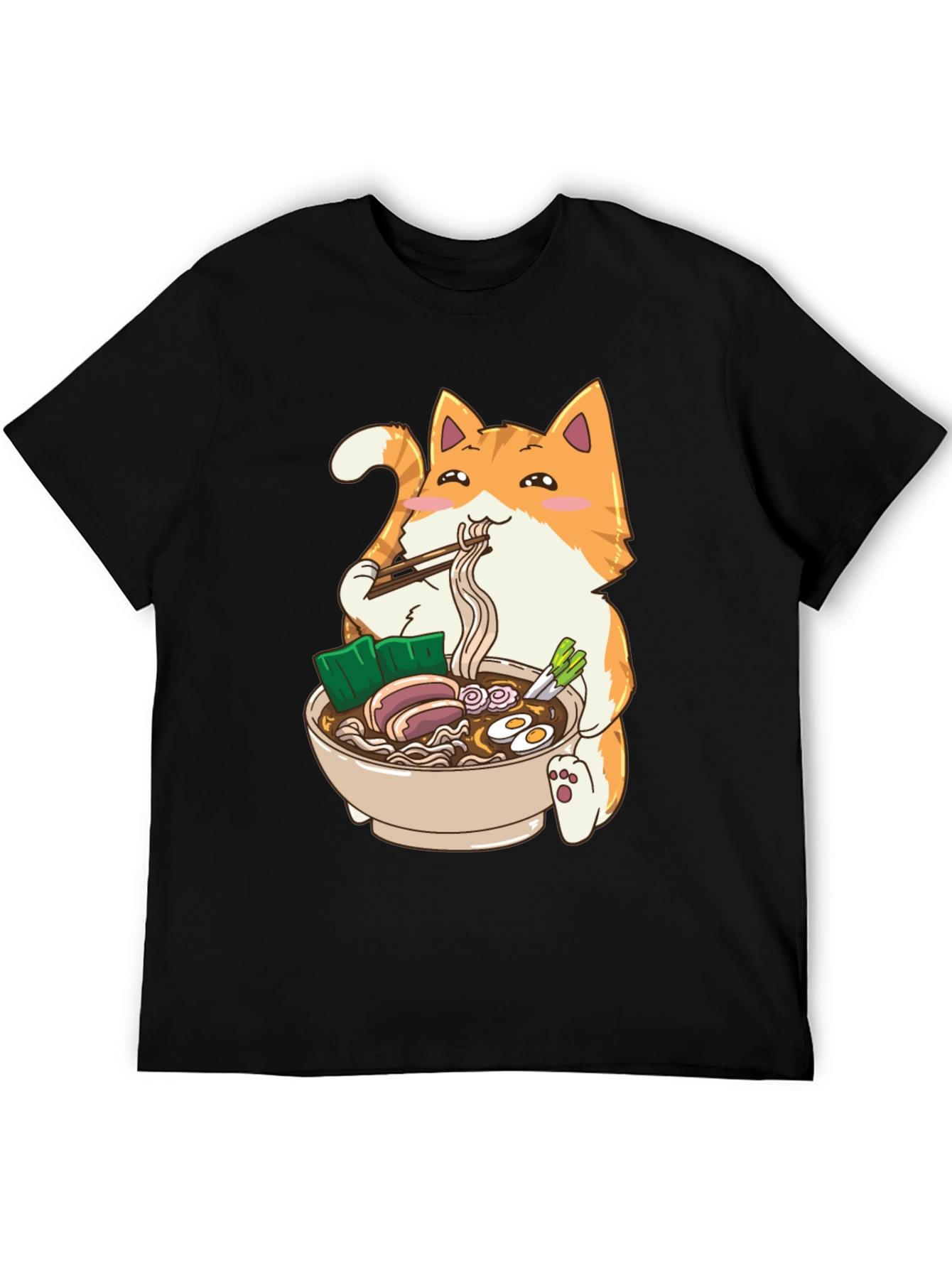 Ramen Cat Graphic Tee - Cute Anime Shirt