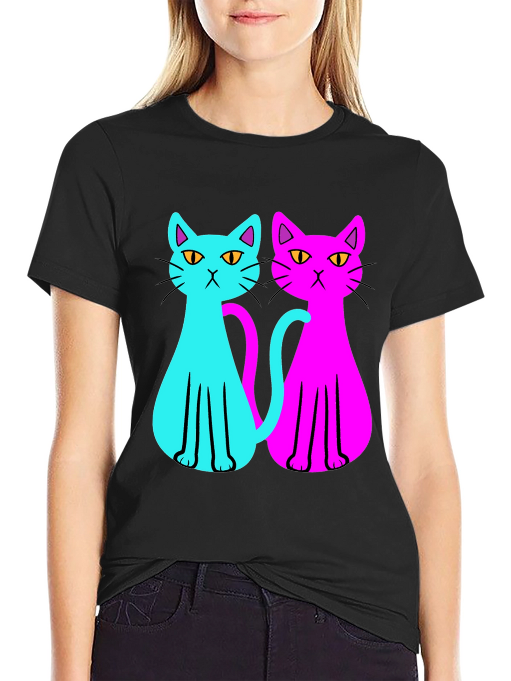 Cool Cat Tee: Neon Style