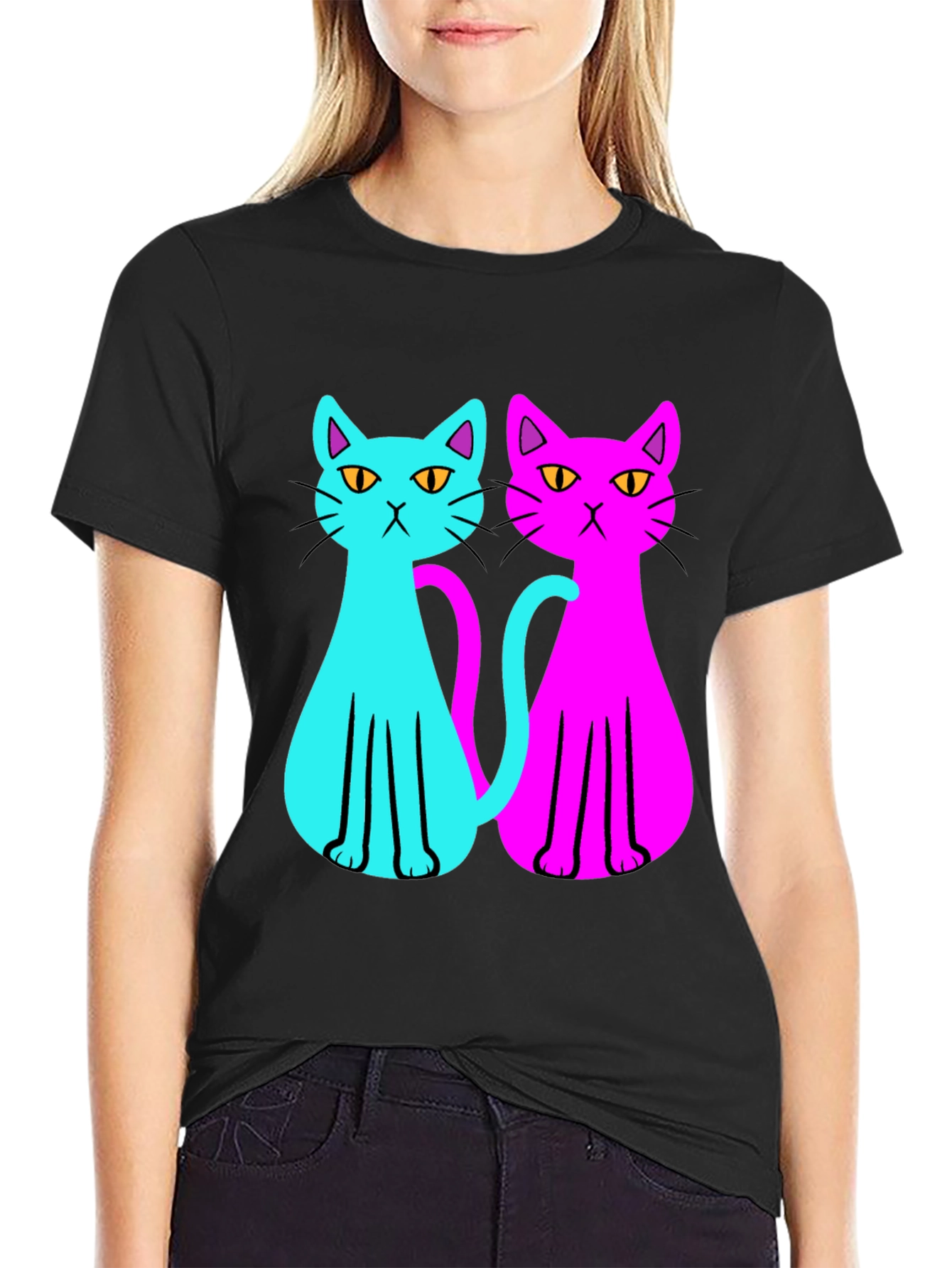 Cool Cat Tee: Neon Style