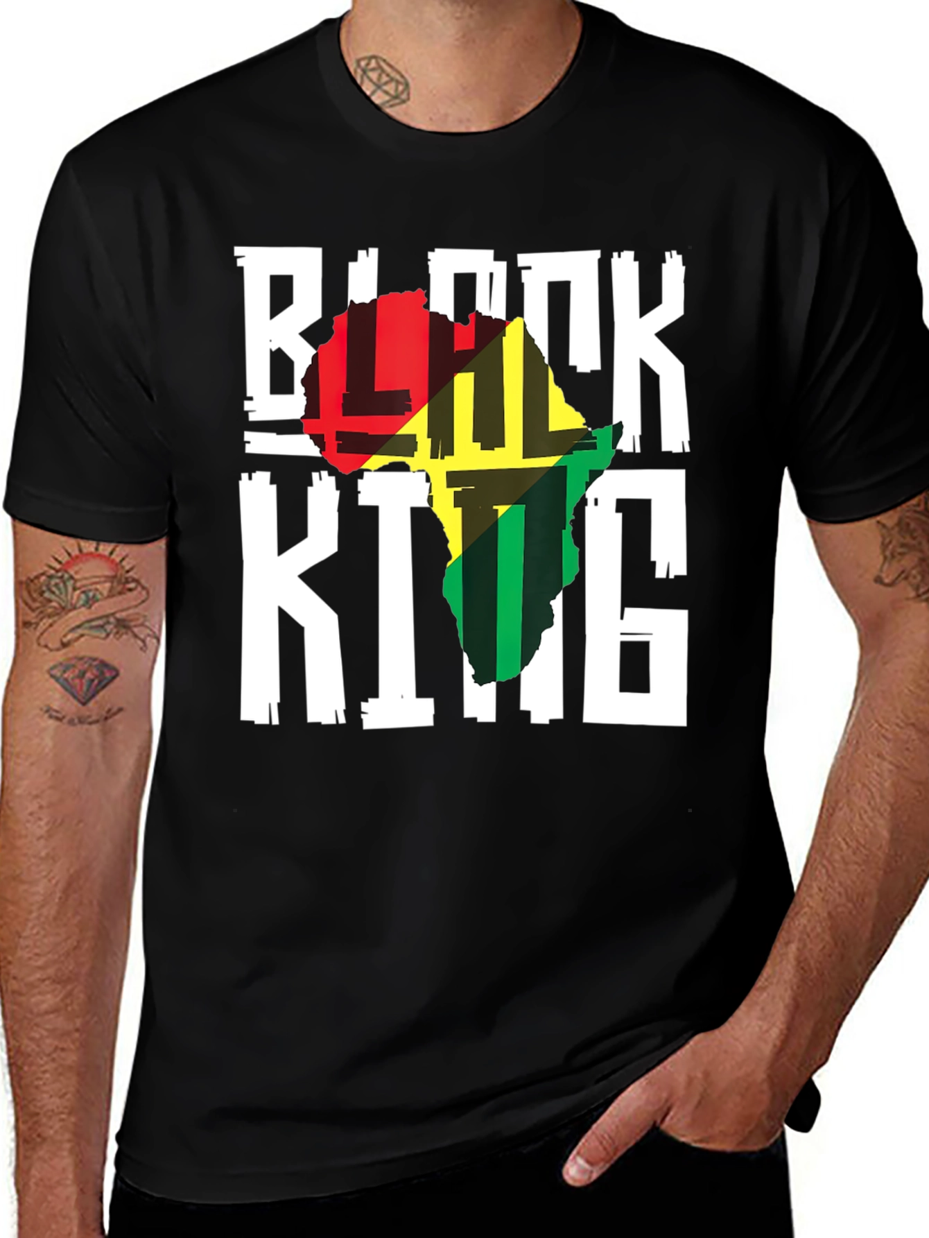 Black King Africa Map T-Shirt