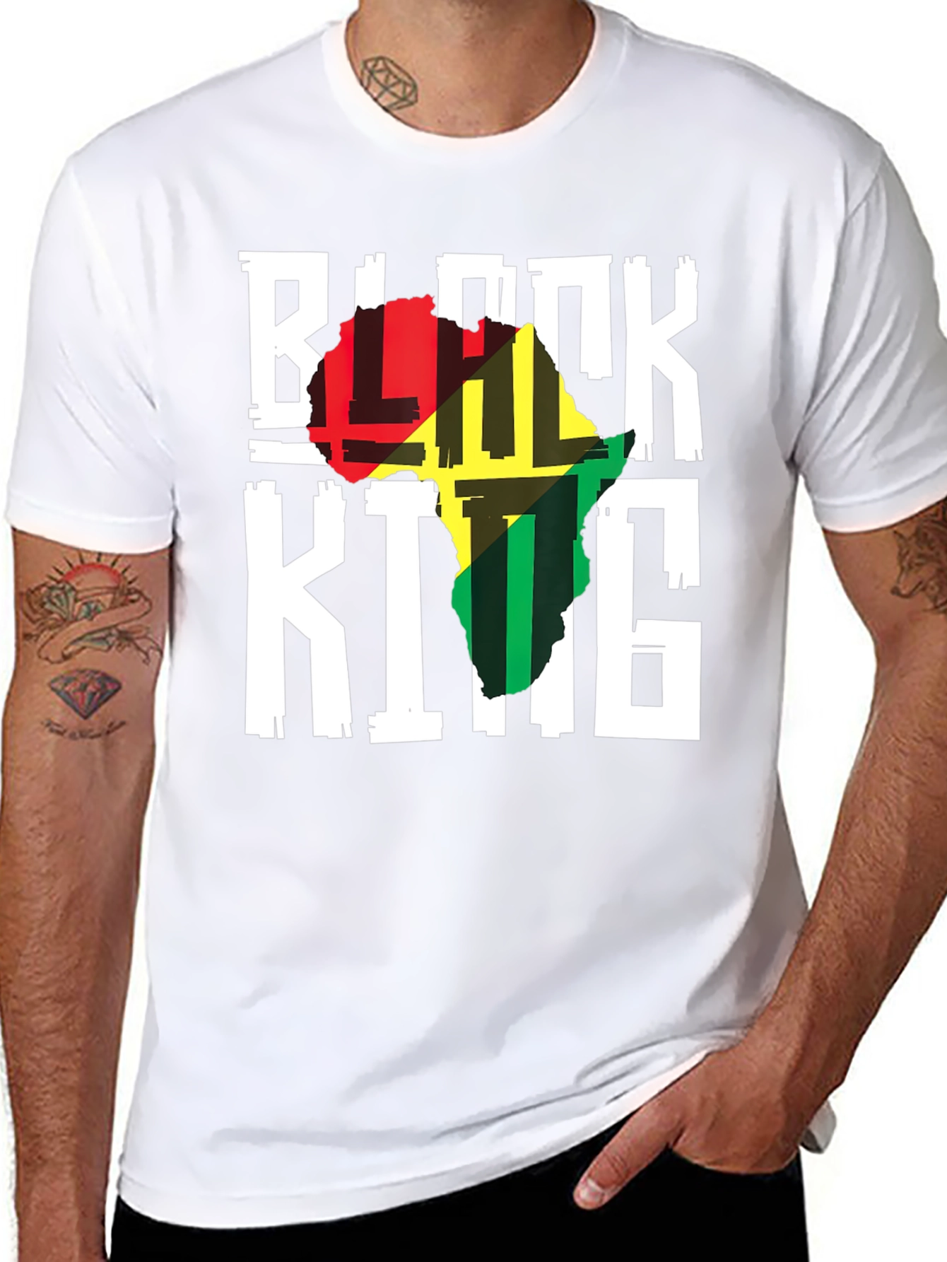 Black King Africa Map T-Shirt
