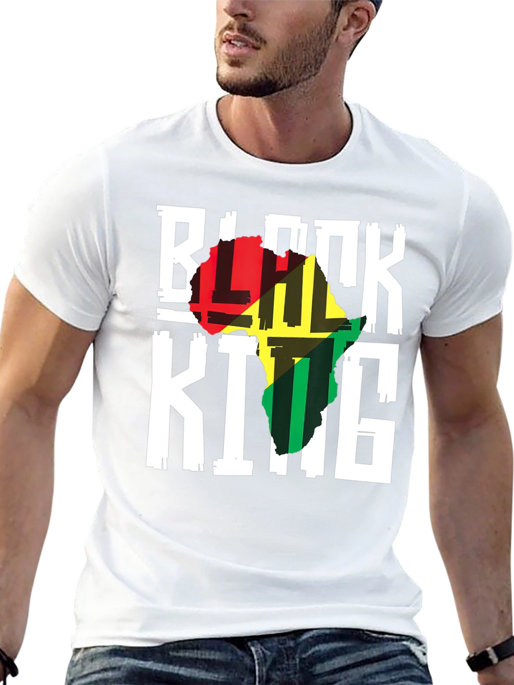 Black King Africa Map T-Shirt