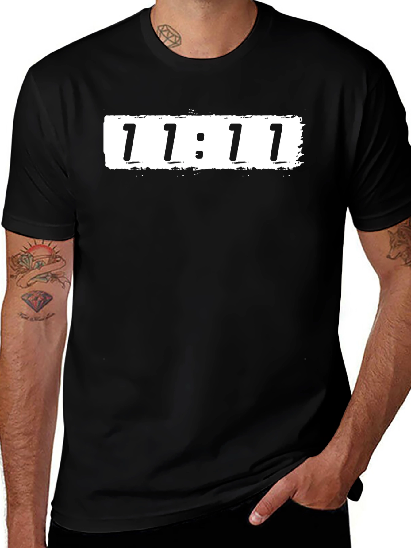 11:11 Graphic Tee - Black Crew Neck T-Shirt