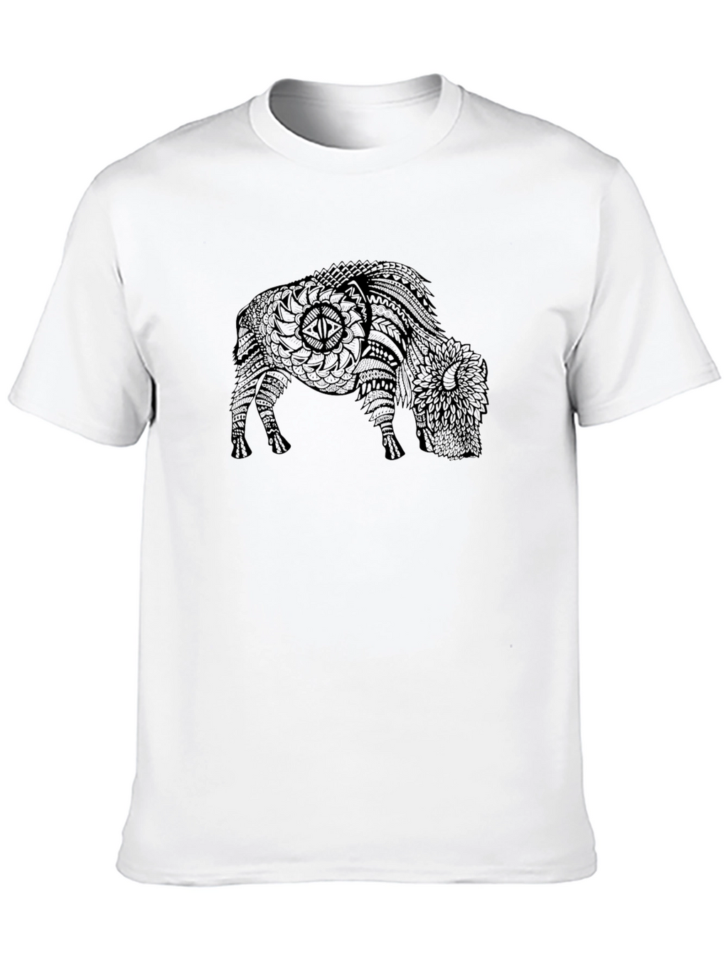Black T-Shirt with Bison Graphic Print