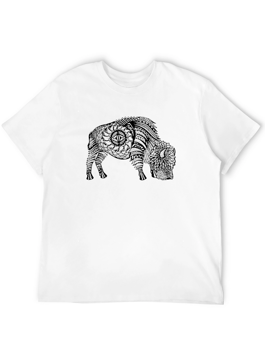 Black T-Shirt with Bison Graphic Print